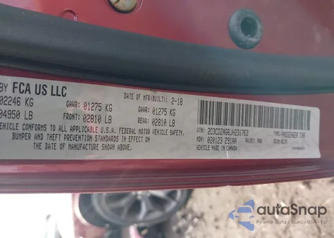 2018 Dodge Challenger Sxt Plus z USA, uszkodzony, nr VIN 2C3CDZAG6JH231763